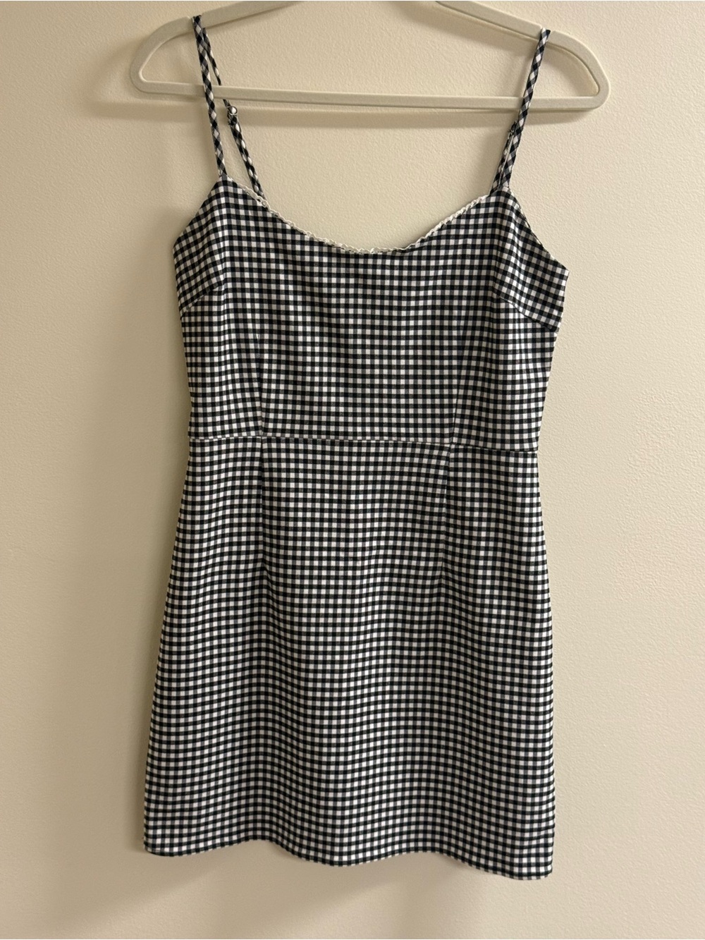 Urban Outfitters Black & White Gingham Spaghetti Strap Mini Dress